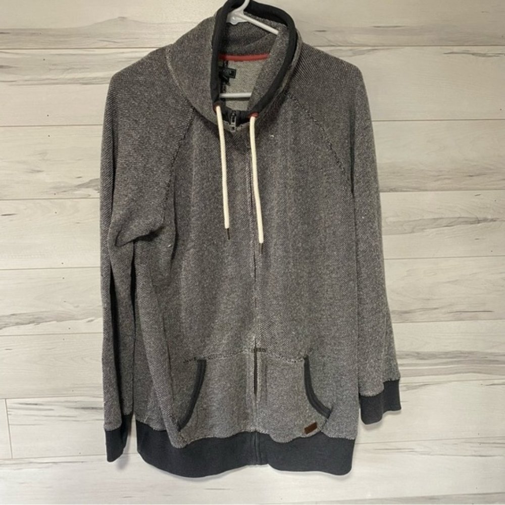 authentic Roots Salt & Pepper Grey Zip Up Sweater Large